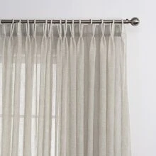 LANTIME  Sheer Curtains, Faux Linen Double Pleats Window Sheer Curtains Panels Drapery for Home, Hotel, Office, Set of 2 - màu lạc đà - Xem 1
