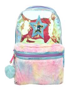 Mochila Lonchera Y Lapicera Estrella Con Luz Peluche Estampado Azul - Azul - Ver 2