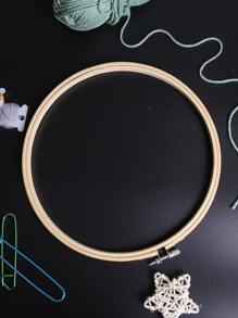 1pc 23.5cm Bamboo Embroidery Hoop/Cross Stitch Frame/Adjustable Bamboo Embroidery Hoop/Diy Dream Catcher Round Frame/Decorative Bamboo Double Layer Wreath For Crafts - Apricot - View 2