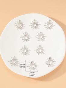 10 件時尚銀鋅合金空心太陽配件吊墜 Diy 珠寶製作項鍊耳環 - 銀色 - 查看 3