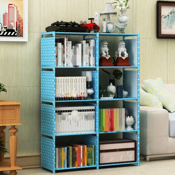 5tier Blue Polka Dots Easy Assemble Bookshelf, Student