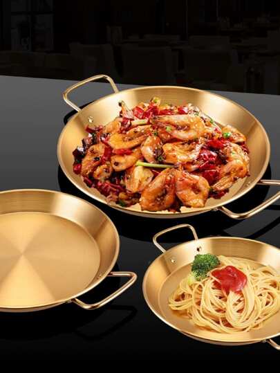 1pc Stainless Steel Seafood Plate, Spanish Paella Pan, Korean Fried Chicken Plate, Pasta Plate, Western Lobster Plate Seafood Boil