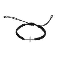 1pc Stainless Steel Cross Pendant Bracelet - Black - View 2