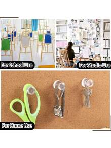 About 100pcs/box Drawing Push Pins, Notice Board Pins For Board, Maps, Posters, Photos And Home Office Craft Projects - Clear - View 4