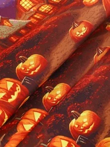 Miater 1 Pieza Bandera De Mesa Impermeable Para Decoración De Halloween Con Patrón De Calabaza Impreso - Naranja Coral - Ver 3