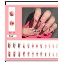 Kit de 5 Modelos Uñas Decoradas con Diseños Unicos y Elegantes con Pegamento - Verde - Ver 4