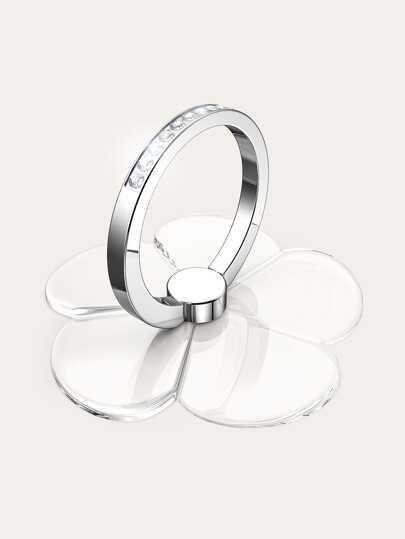 1pc Universal Decor Rhinestone Phone Ring Holder, Transparent And Silver Flower Metal Finger Ring Bracket Suitable For All Phone/Phone Cases. 360 Degrees Rotating Desktop Mobile Phone Universal Bracket Suitable For All Model. Compatible With IPhone, Android Phone, Gift For Birthday, Family, Friends Finger Ring Holder, Phone Grip, Phone Accessories