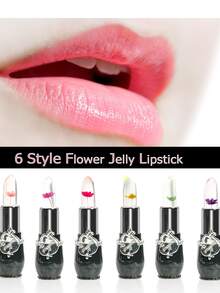 Bálsamo labial de flores secas naturales que cambian de color, bálsamo labial de gelatina de larga duración, hidratante, productos para el cuidado de los labios, bálsamo labial para mujeres y niñas - Turquesa - Ver 4