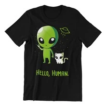 Playera Alien y Gato Dama - Negro - Ver 2
