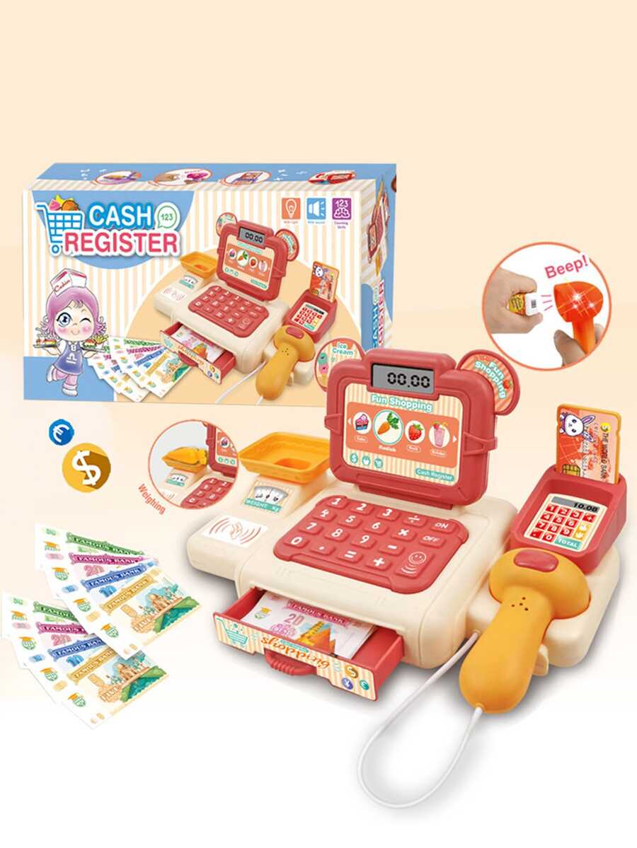 兒童卡通超市收銀機玩具,假裝遊戲組合 - 彩色 - 查看 1