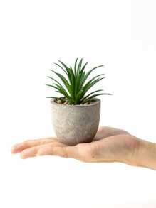 4 件/2 件/1 件人造多肉植物，各种装饰性人造多肉植物盆栽，带灰色花盆，适用于书桌、架子、办公室和家庭室内浴室小空间装饰、情人节、礼物 - 綠色 - 查看 3