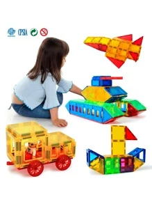 Brastoy Blocos Magnéticos 65 Peças Brinquedo Educativo Infantil - Multicolorido - Visão 11