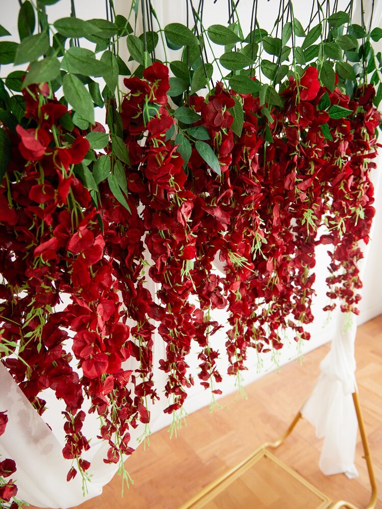 100cm Wisteria Flower Garland In Red Wine Color, 6pcs/pack, Suitable For  Outdoor Yard, Wedding Arch Decoration | SHEIN USA