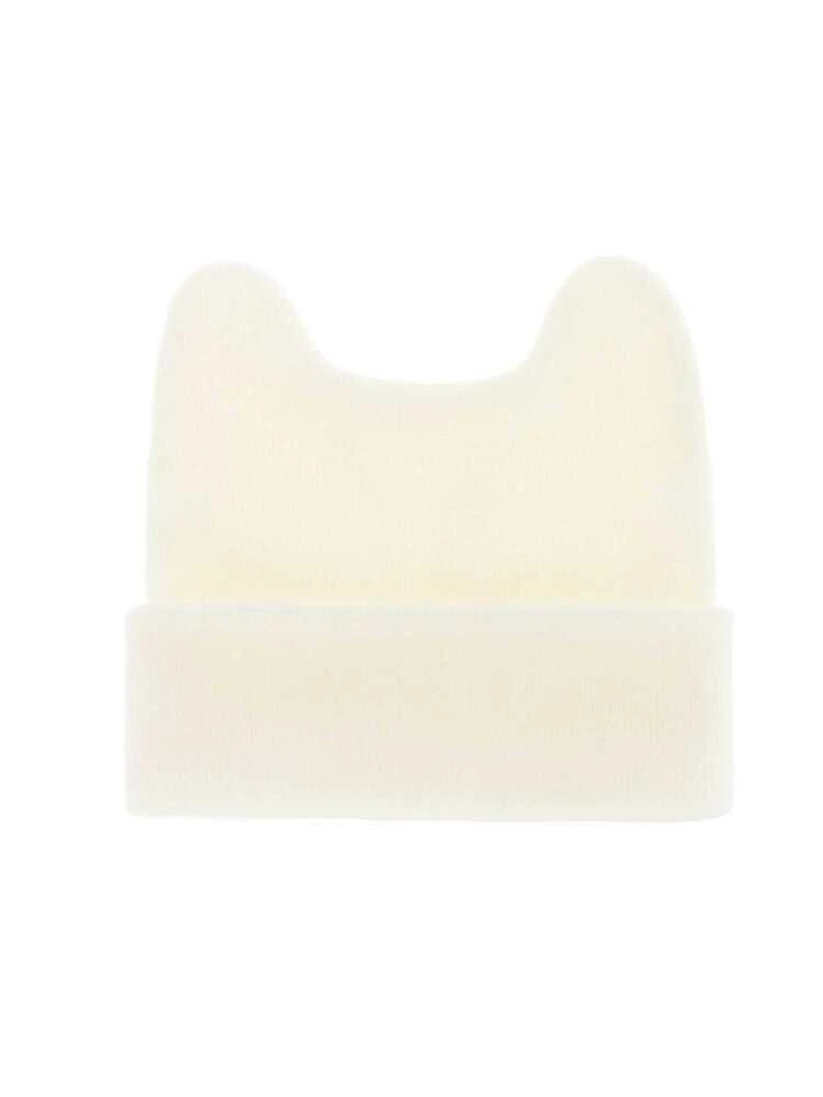 1pc Women's Solid Color Warm Knitted Hat With Bunny Ears For Travel And Leisure, Suitable For Daily Use