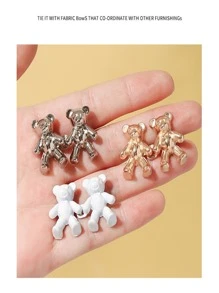 1pc 3.4*2.2cm Little Bear Waistband Tightener For Jeans, Detachable Button To Conveniently Adjust Waist Size For Pants Or Collar Of Clothes, Available In Multiple Colors Like Gold And Silver