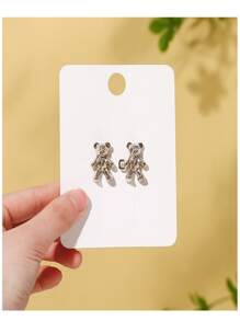 1pc 3.4*2.2cm Little Bear Waistband Tightener For Jeans, Detachable Button To Conveniently Adjust Waist Size For Pants Or Collar Of Clothes, Available In Multiple Colors Like Gold And Silver