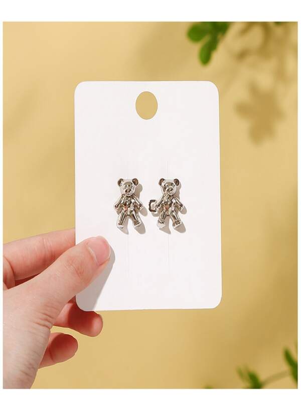 1pc 3.4*2.2cm Little Bear Waistband Tightener For Jeans, Detachable Button To Conveniently Adjust Waist Size For Pants Or Collar Of Clothes, Available In Multiple Colors Like Gold And Silver