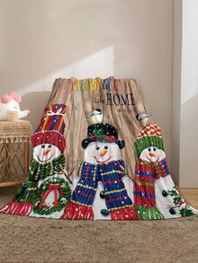 1 Miếng Bằng gỗ & Người tuyết & In Chăn nỉ Flannel , Ấm áp Và Thân thiện Đối với Nhà  Sofa Và Giường - Nhiều màu - Xem 2