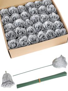 30pcs Artificial Gold Roses, Sparkle Roses Gold Flowers Artificial Roses With Stems For Crafts Wedding Bouquet Party Home Decor - Phong cách 2 - Xem 1