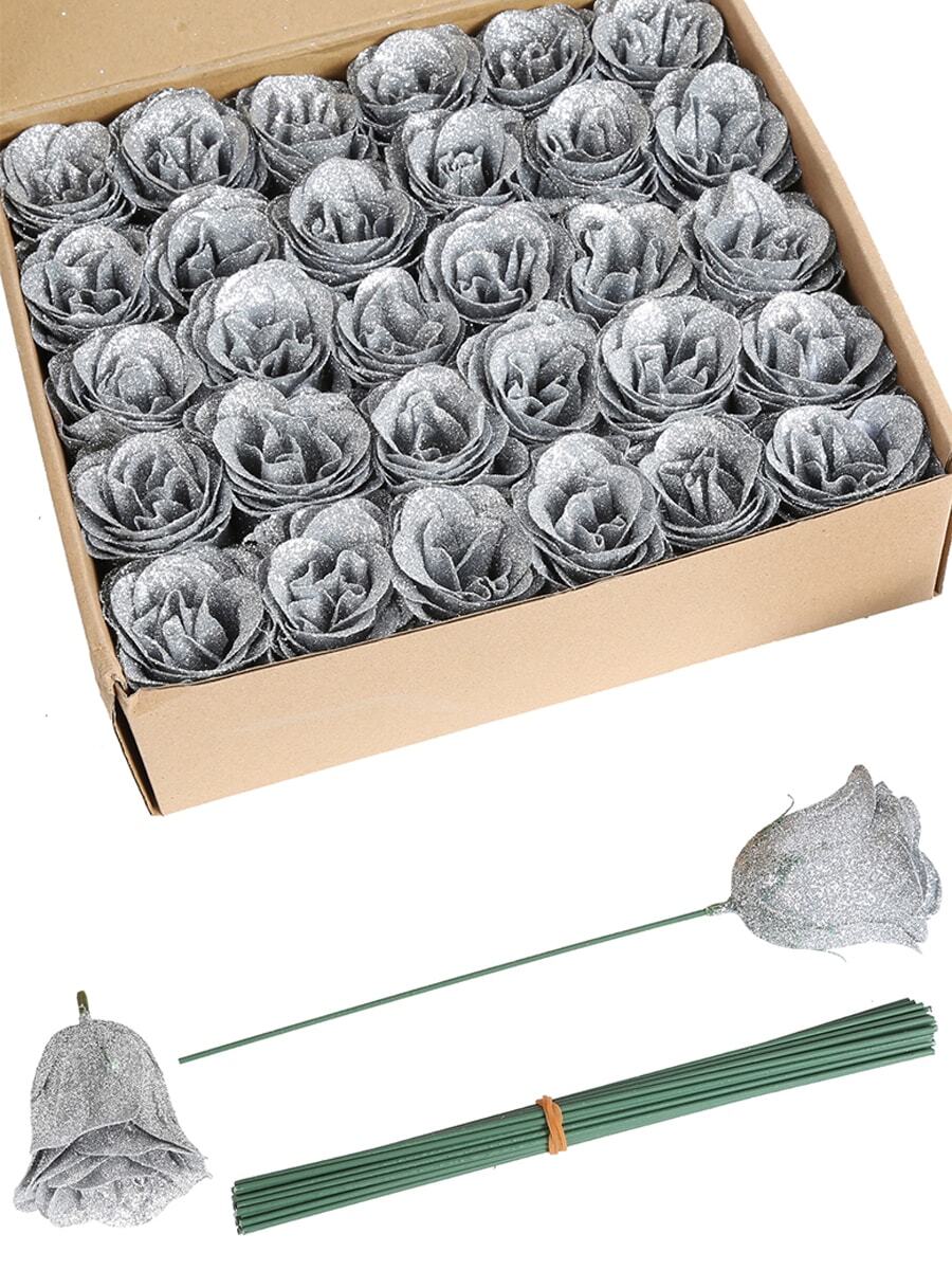 30pcs Artificial Gold Roses, Sparkle Roses Gold Flowers Artificial Roses With Stems For Crafts Wedding Bouquet Party Home Decor - Phong cách 2 - Xem 1