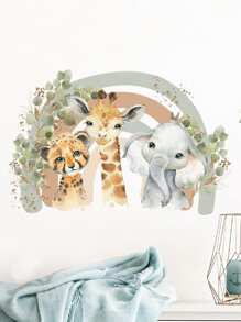 SURELIFE 1入組卡通動物彩虹波西米亞牆貼乙烯基貼花兒童房間裝飾 - 彩色 - 查看 4