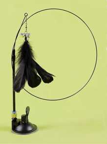 1支新款貓玩具,貓竿帶有鈴鐺和強力吸盤 - 黑色 - 查看 4