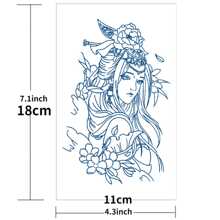 1PC Semi Permanent Lotus Tattoos Body Art Waterproof Temporary Tattoo Sticker for Men Women - White - View 5