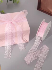 1 pieza Cinta de encaje de 22m de largo, ideal para envolver flores, decorar tartas, Día de San Valentín - Rosa - Ver 1