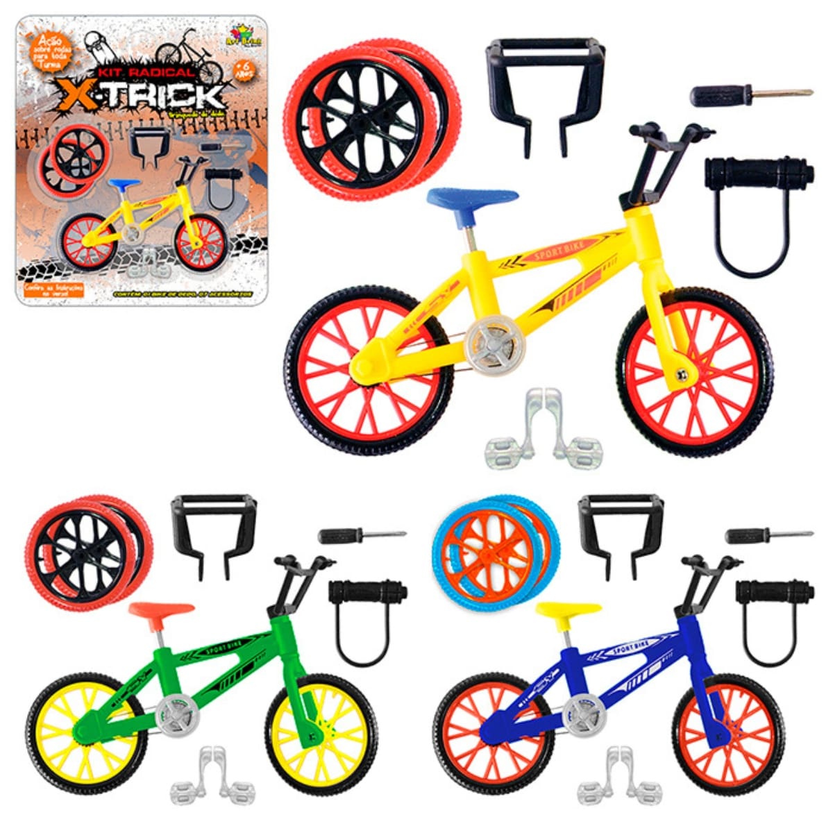 Bicicleta De Dedo Com Acessórios Montagem E Pneus De Troca - Tamanho Único - Visão 1
