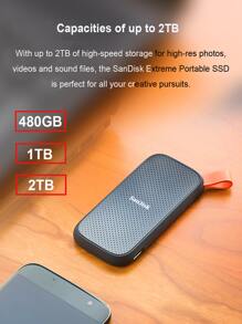SANDISK SanDisk E30 Portable 1TB 480GB USB3.2 Black Type C Hard Drive External SSD Hard Drive Laptop High Speed 520M/S
