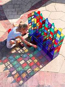 Brastoy Blocos Magnéticos 65 Peças Brinquedo Educativo Infantil - Multicolorido - Visão 2
