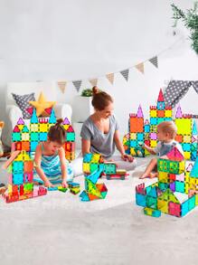 Brastoy Blocos Magnéticos 65 Peças Brinquedo Educativo Infantil - Multicolorido - Visão 10