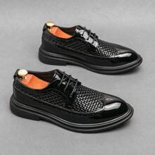 New Breathable Block Style Men's Dress Shoes - Black - View 1
