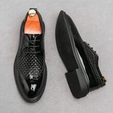 New Breathable Block Style Men's Dress Shoes - Black - View 2