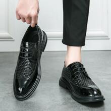 New Breathable Block Style Men's Dress Shoes - Black - View 3