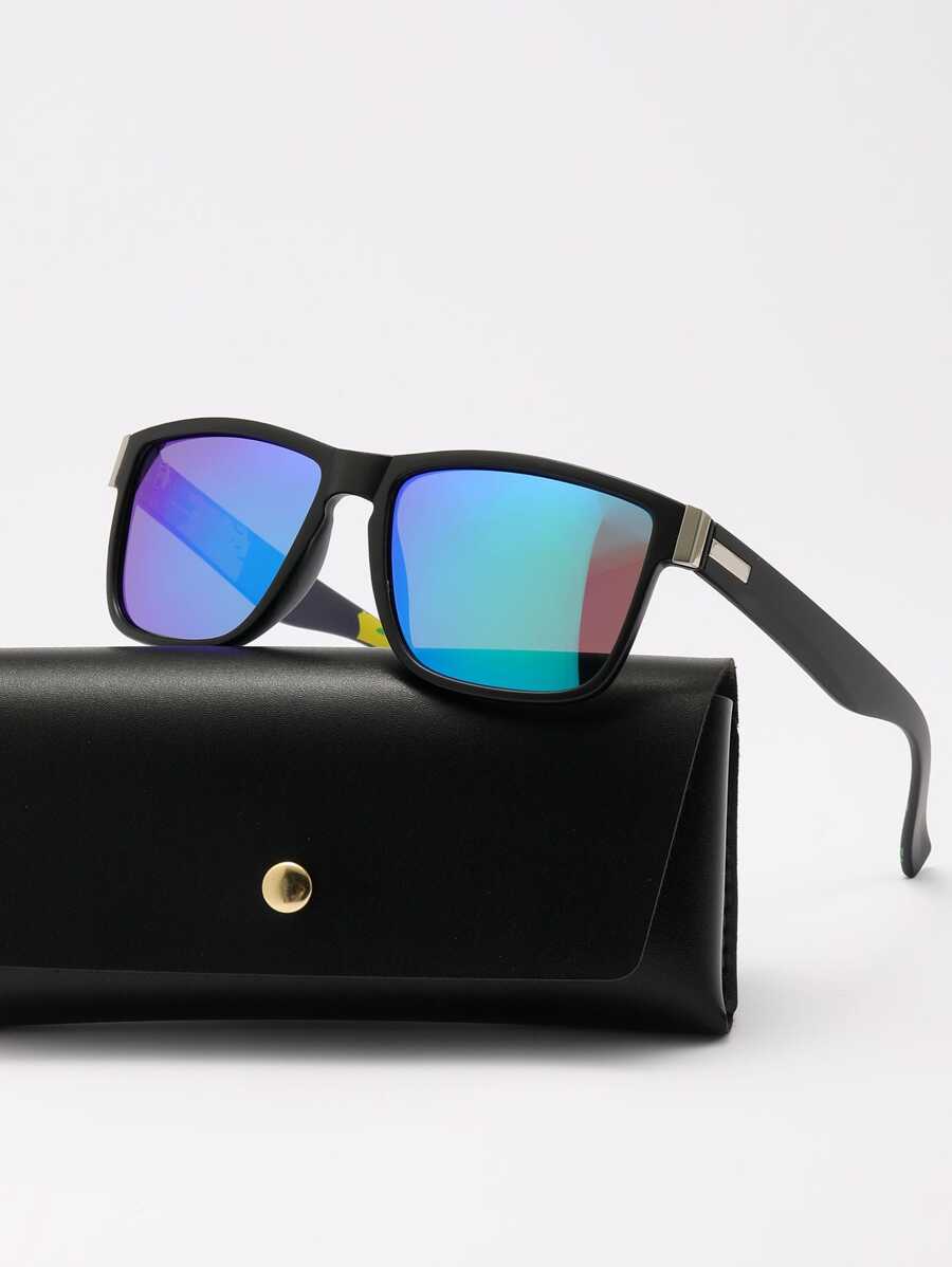 一副男士眼镜，巴西国旗印花，金属和橡胶混合镜框，镀膜镜片，彩虹色，适合街头度假、户外海滩、日常通勤、经典复古旅行、骑行、徒步等场合，时尚有型，尽显奢华大框、彩色半框、方形、椭圆形金属镜架，适合旅行、驾驶、钓鱼、露营、骑行、徒步、跑步等各种场合，时尚有型，装饰性眼镜。 - 彩色 - 查看 1