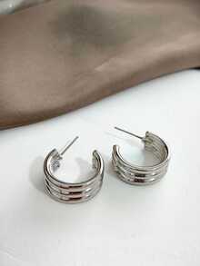 Stud Earrings - 銀色 - 查看 2