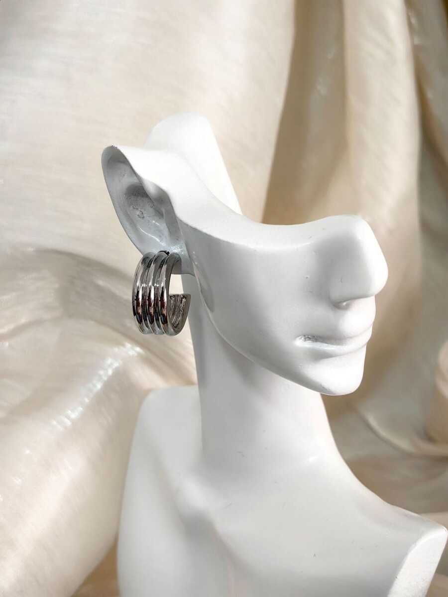 Stud Earrings - 銀色 - 查看 1