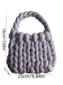 1 Pieza Manta Hecha A Mano Con Hilo De Tejer Y Almohada Rellena Para Bricolaje - gris medio - Ver 3