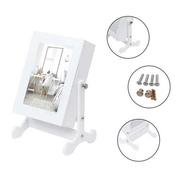 Small Mirror Jewelry Organizer Armoire Storage Box Countertop