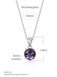 1 pièce Collier Avec Pendentif Améthyste Naturelle Pierre Dans Argent 925 Pour Femme , Parfait Pour Soirées , banquets , Rendez-Vous , festivals , Et Cadeaux
