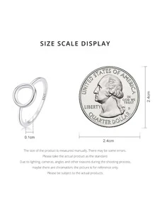 1入組時尚極簡風格S925純銀心圓環女性圓環女性精細的首飾類情人節禮品適用於女朋友女士們珠寶和手錶