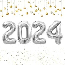 32inch Silver New Year Party Decor Digital Aluminum Foil Balloon - Silver - View 1