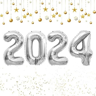 32英寸銀新年派對裝飾數字鋁箔小氣球