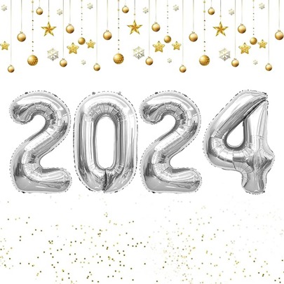 32inch Silver New Year Party Decor Digital Aluminum Foil Balloon