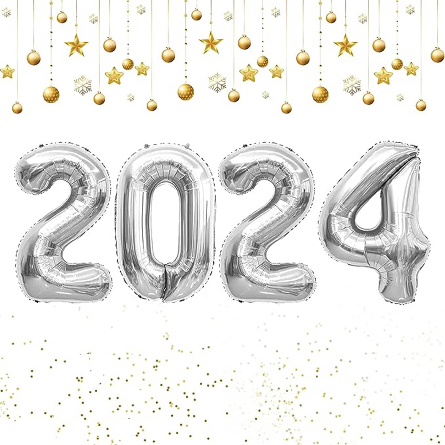 32inch Silver New Year Party Decor Digital Aluminum Foil Balloon - Silver - View 1