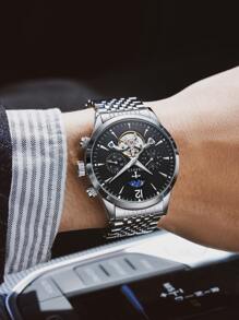 TRSOYE Moon 304 不鏽鋼金殼夜光功能陀飛輪機械機芯鏤空手錶男款 30 巴防水 - 金色 - 查看 5