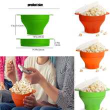 1入組可折疊微波爆米花製作器,帶蓋和爆米花處理容器,矽膠微波爆米花桶,適用於diy - 橘色 - 查看 7
