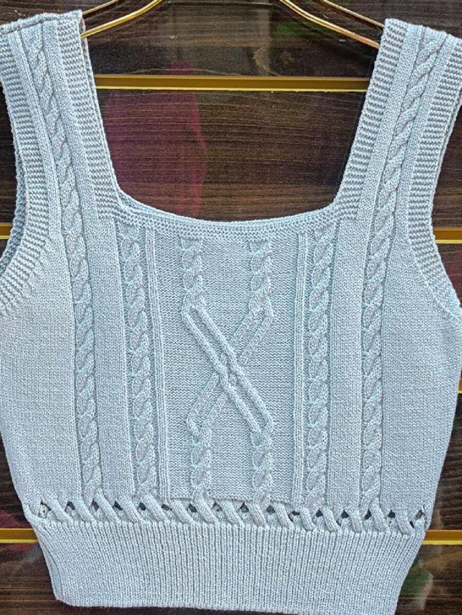 Women Knit Tops - Baby Blue - View 1