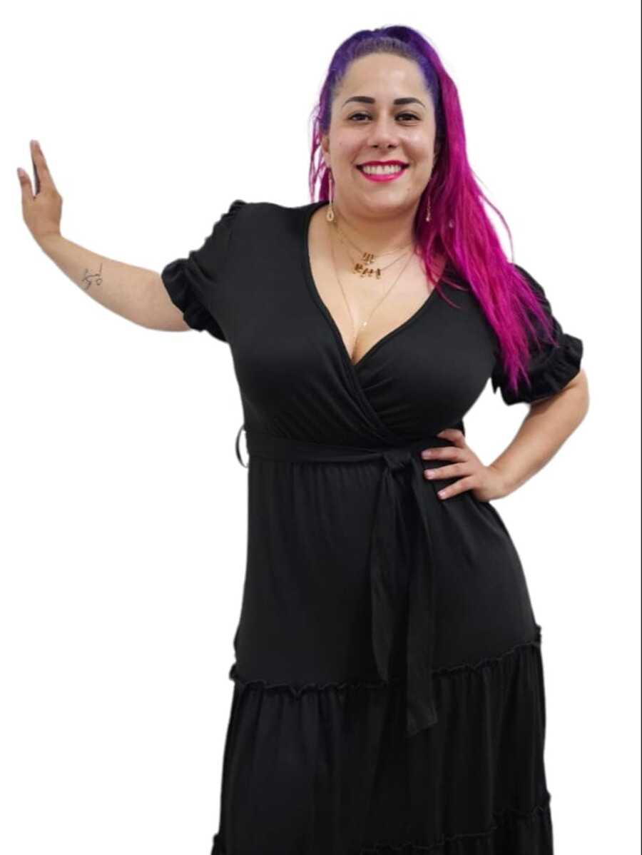 VESTIDO DE OLANES - Negro - Ver 1